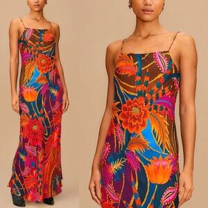NWT Farm Rio Vintage Wave Multicolor Sleeveless Maxi Dress